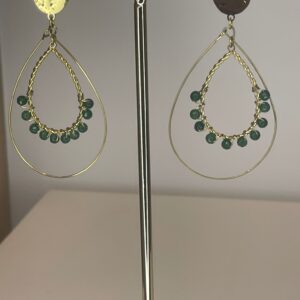 oorbel hanger fijn met groene kralen