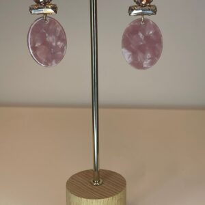 oorbel roze hanger met steen