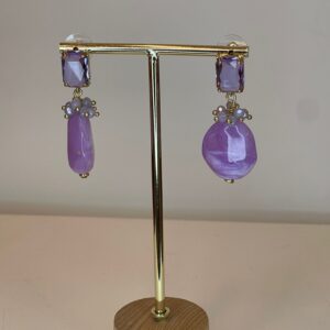 oorbel met roze steen