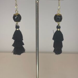 oorbel zwarte hanger in stof