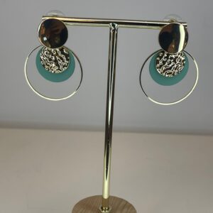 oorbel gouden hanger met appelblauwzeegroen