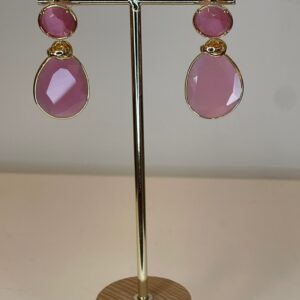 oorringen roze cat eye stone