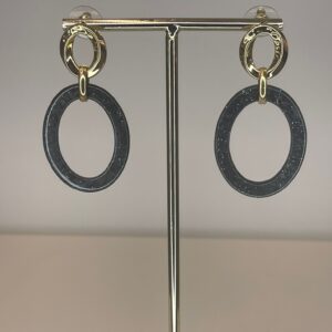 oorbel zwart hanger ovaal