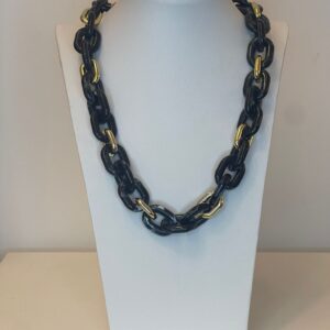korte ketting zwarte en gouden schakel