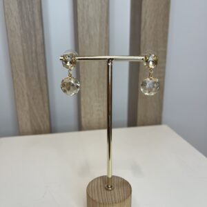 oorbel beige hanger met steen