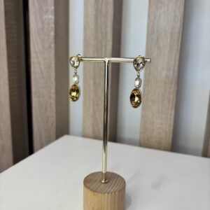 oorbel bruine hanger met steen