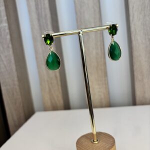 oorbel groene hanger met cat eye stone