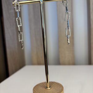 oorbel zilveren schakels met steentjes