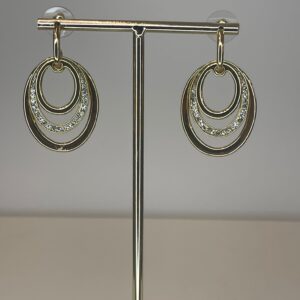 oorbel goud met strass ovaal