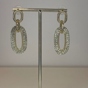 oorbel goud met strass, ovalen schakel