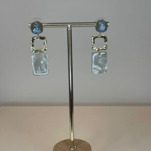 oorbel gouden hanger met grijs