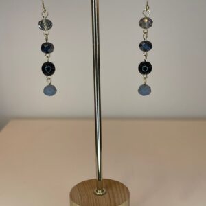 oorbel hanger pareltjes zwart / grijs