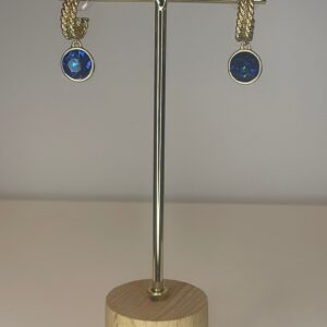 oorbel blauwe steen rond