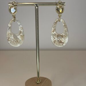 oorbel beige met marmermotief